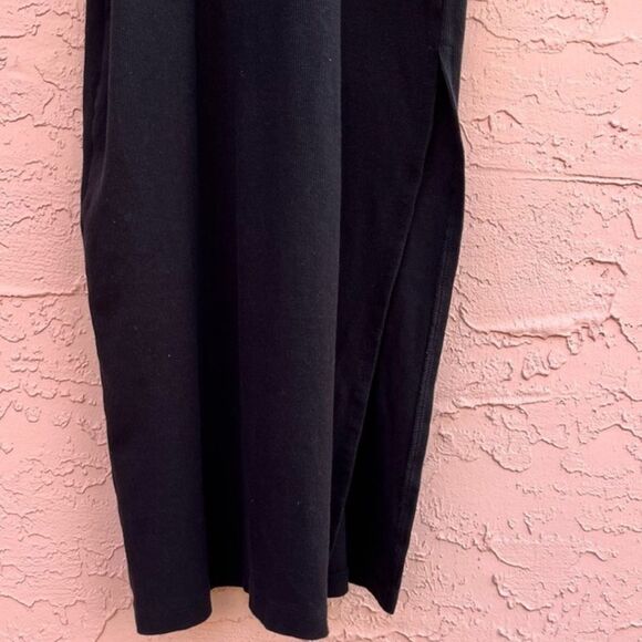 French Connection Black Side Cut Out Ribbed MIDI Dress - Picture 4 of 7